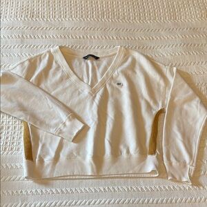 Abercrombie & Fitch Cream V-Neck Sweatshirt